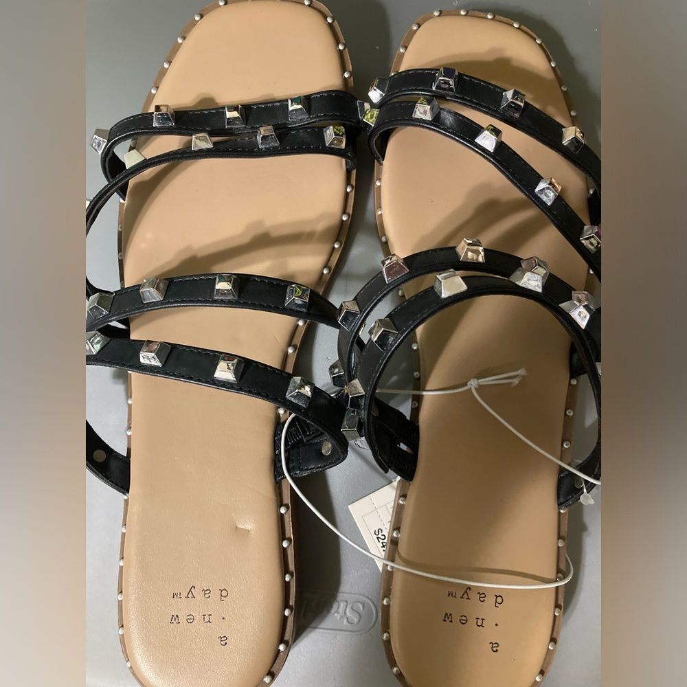 A New Day Black Studded Women's Sandals